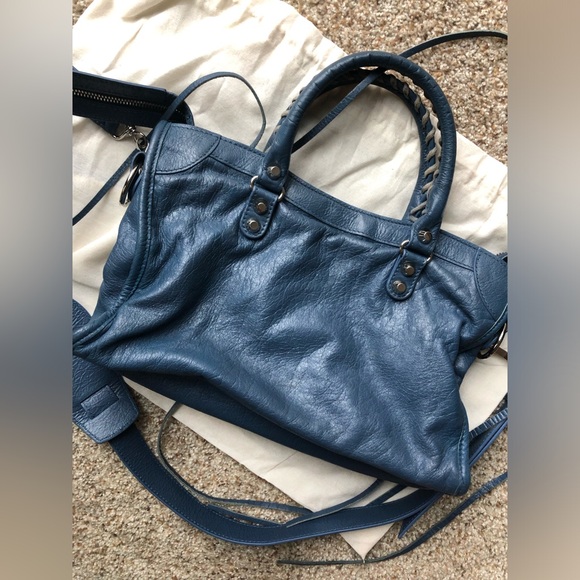 Authentic Balenciaga Small City bag - blue with silver hardware - Picture 4 of 13
